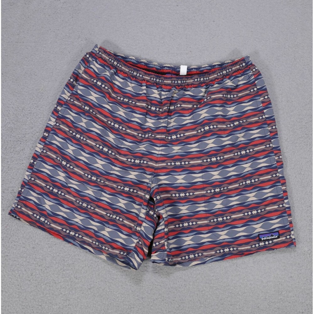 Patagonia NetPlus Shell Baggies Swim Trunks Shorts Large Aztec Print Lined.
